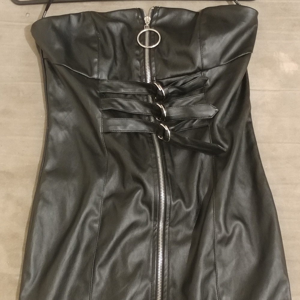 Leather mini dress